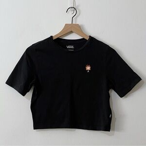 Vans Black Fire Palm Short Sleeve Crop Top